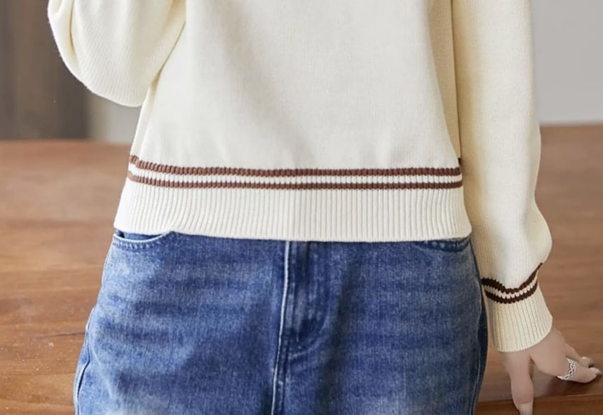 Striped Crew Neck Long-Sleeve Sweater