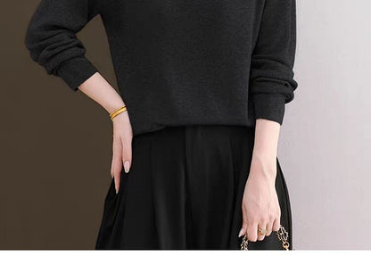 Striped Collared Sweater with Long Sleeves and Mock Layer