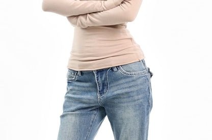 Long Sleeve V-Neck Plain Panel Lace Top