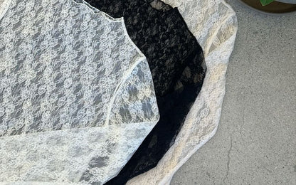 Mock Neck Long-Sleeve Lace Top