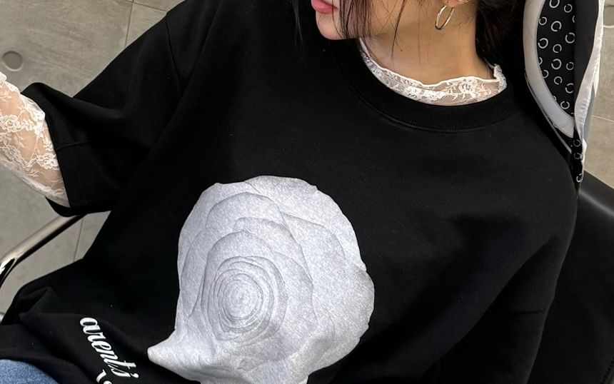 Mock Neck Long-Sleeve Lace Top