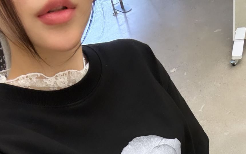 Mock Neck Long-Sleeve Lace Top