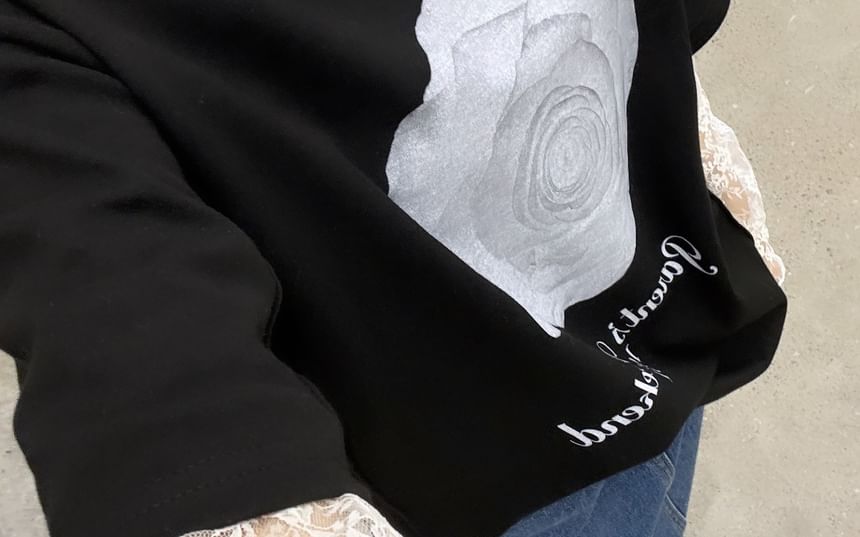 Mock Neck Long-Sleeve Lace Top