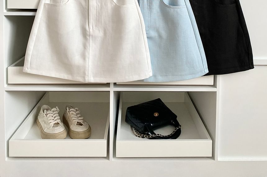 Mini A-Line Skirt Set with Belt High-Waisted