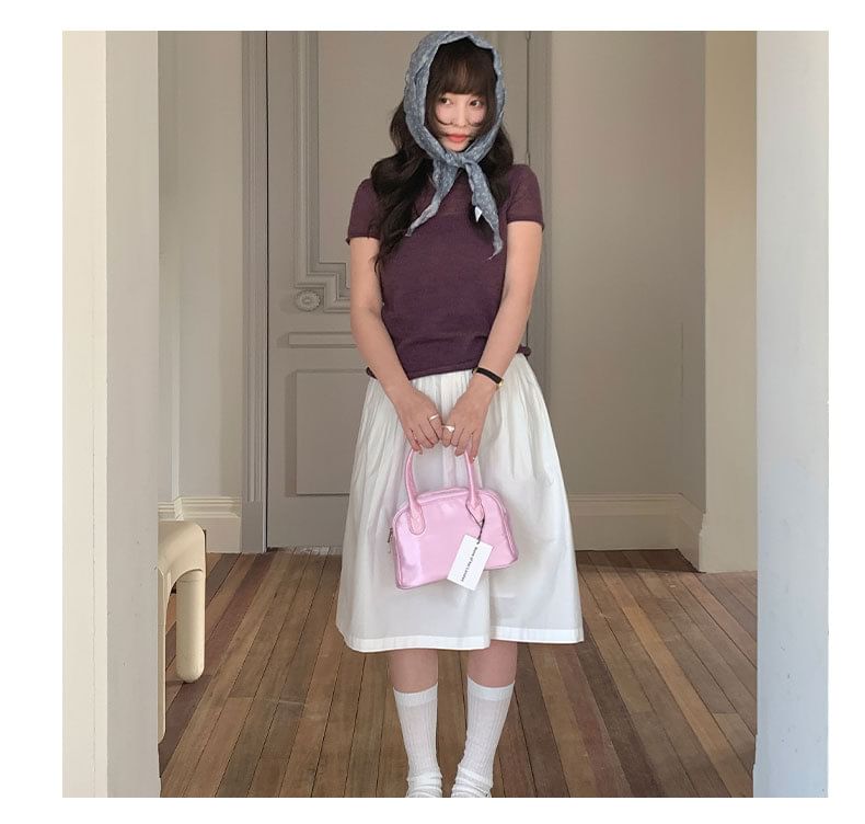 Midi A-Line Skirt with Mid Waistline