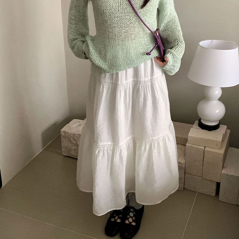 High Waist Maxi A-Line Skirt