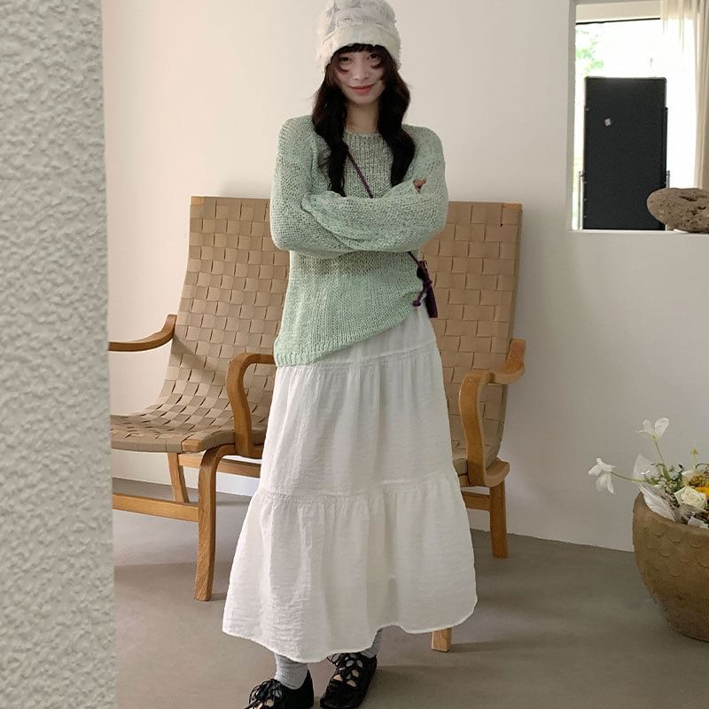 High Waist Maxi A-Line Skirt