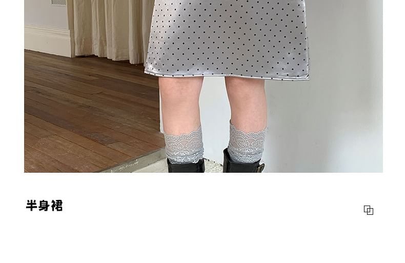 Polka Dot A-Line Midi Skirt High-Rise