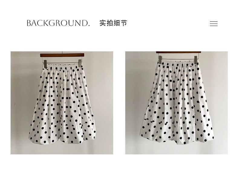 Polka Dot Midi A-Line Skirt High-Rise