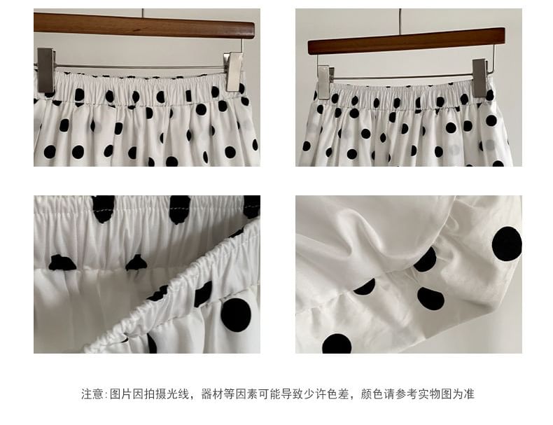 Polka Dot Midi A-Line Skirt High-Rise