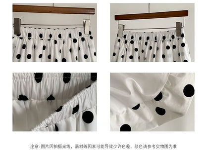 Polka Dot Midi A-Line Skirt High-Rise