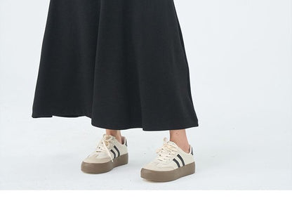 Maternity Drawstring Waist Plain Maxi A-Line Skirt