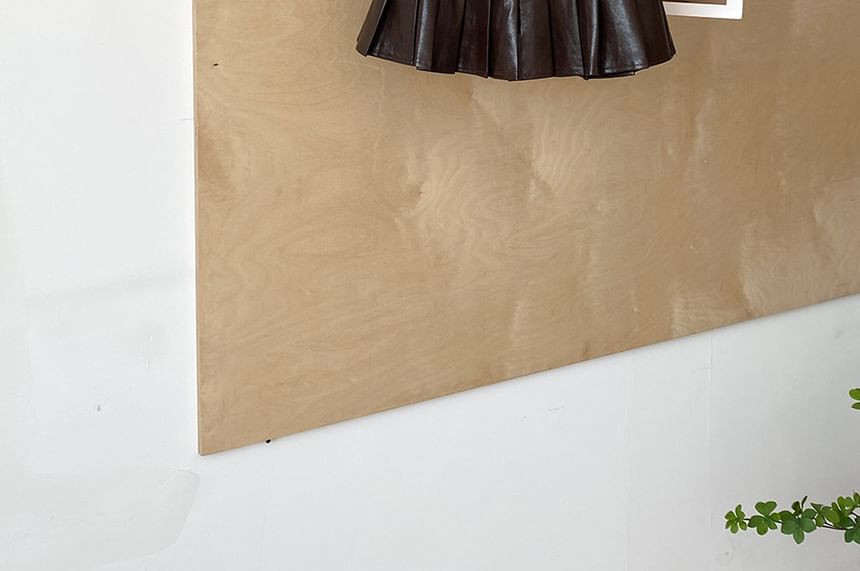 Faux Leather Pleated Mini Skirt Set with Belt