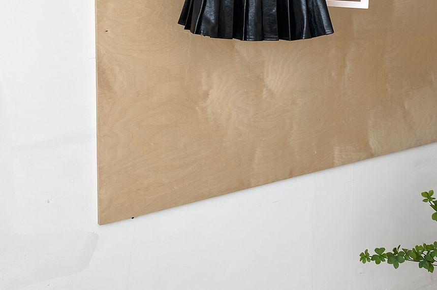 Faux Leather Pleated Mini Skirt Set with Belt
