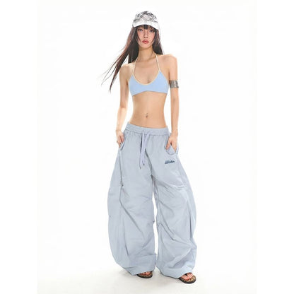 Contrast Trim Halter Crop Top with Open Back