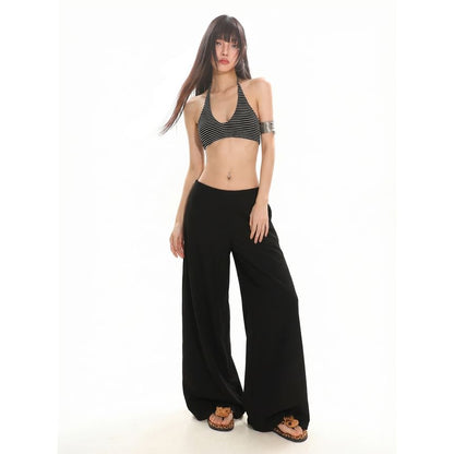 Halter V-Neck Crop Top with Open Back