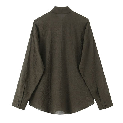 Plaid Button-Down Long-Sleeve Tie Front Shirt