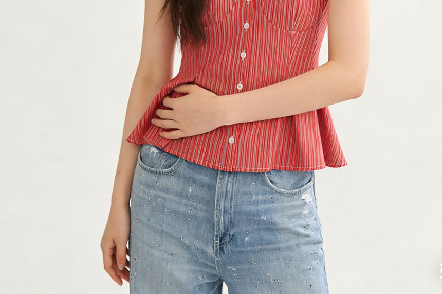 Pinstripe V-Neck Camisole Top