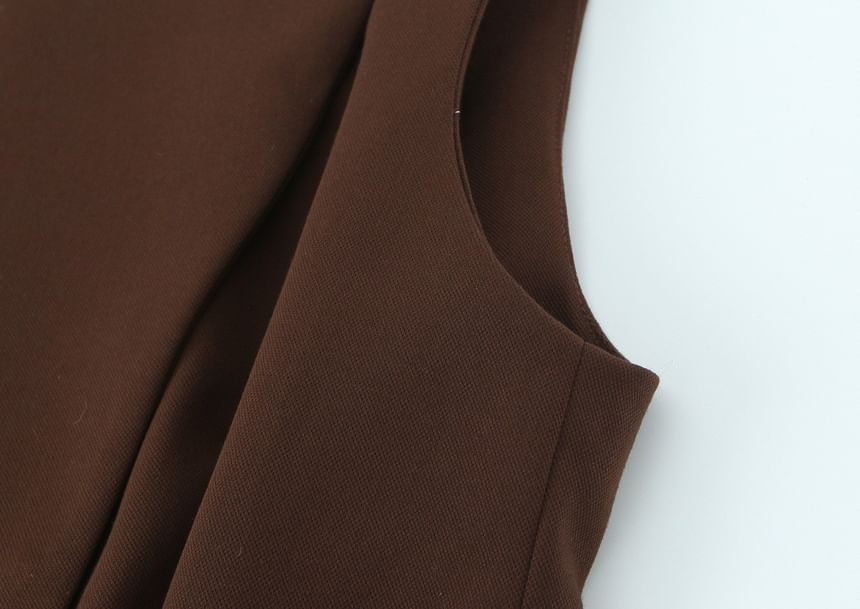 Asymmetrical Plain Sleeveless Top & Wide Leg Pants