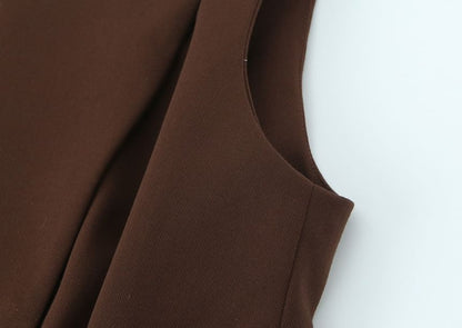 Asymmetrical Plain Sleeveless Top & Wide Leg Pants