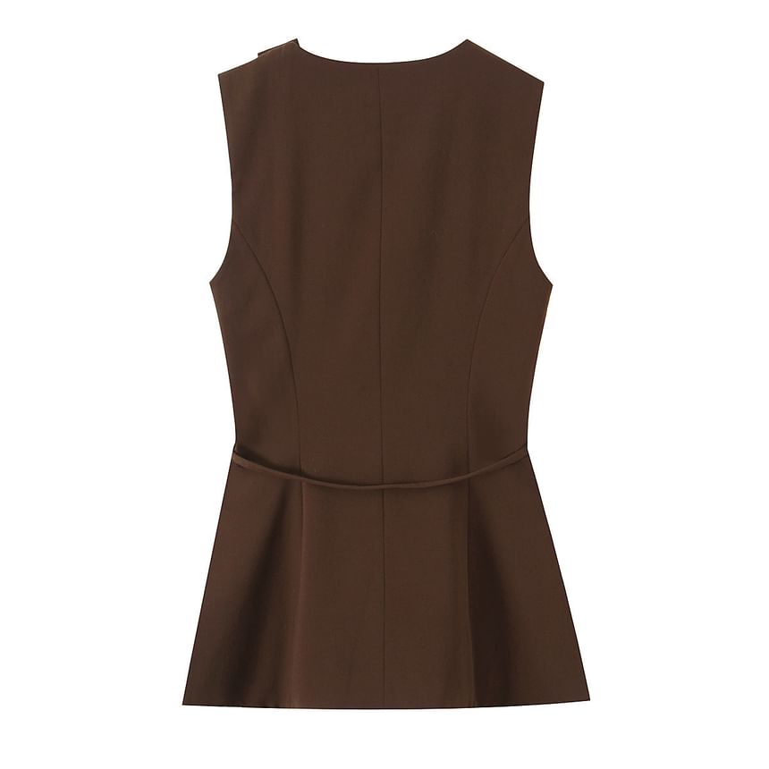 Asymmetrical Plain Sleeveless Top & Wide Leg Pants