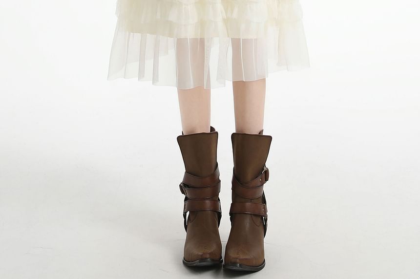 Tiered Mesh Midi A-Line Skirt Drawstring Waist Plain