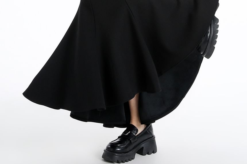 Plain High-Waisted Maxi Mermaid Skirt