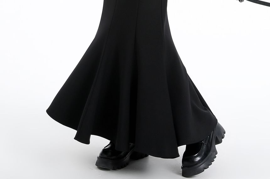 Plain High-Waisted Maxi Mermaid Skirt