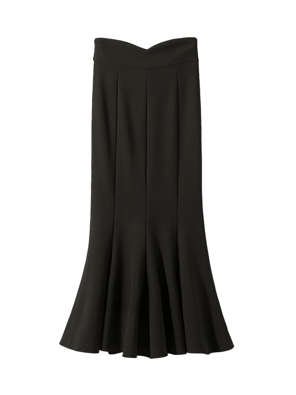 Plain High-Waisted Maxi Mermaid Skirt