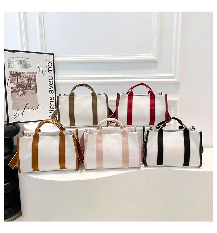 Two Tone Textile Crossbody Bag