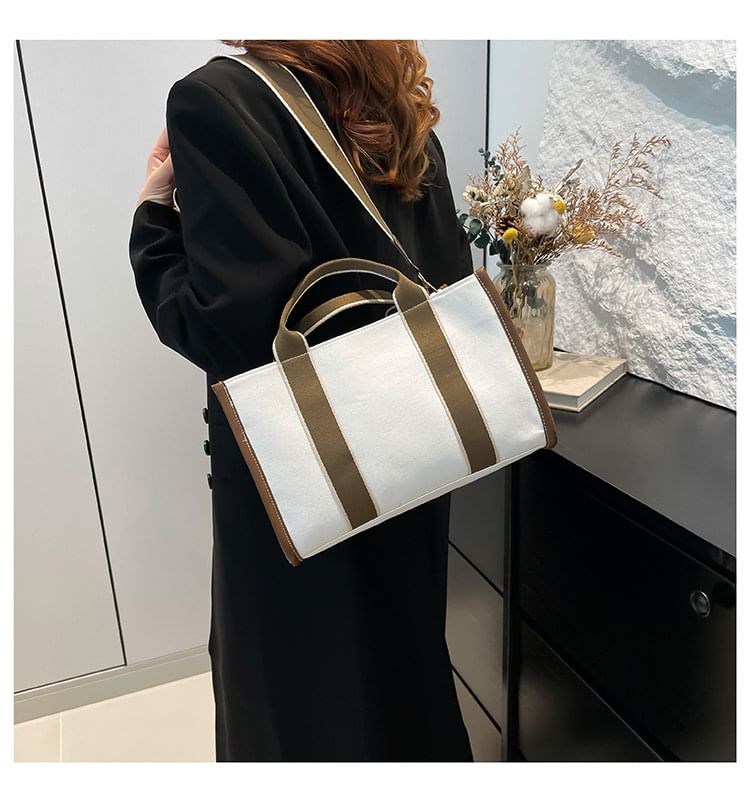 Two Tone Textile Crossbody Bag