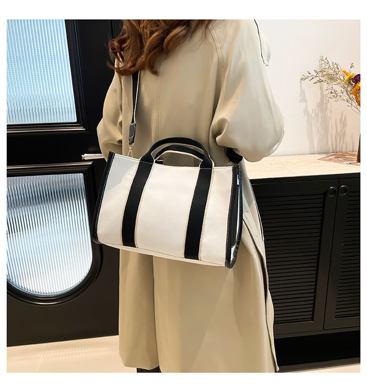 Two Tone Textile Crossbody Bag