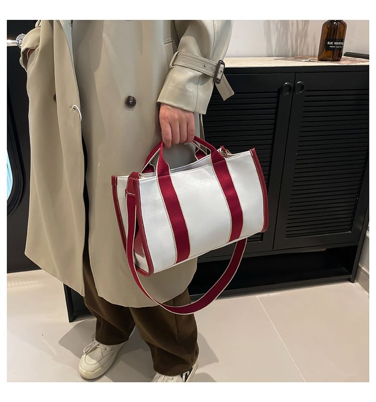 Two Tone Textile Crossbody Bag