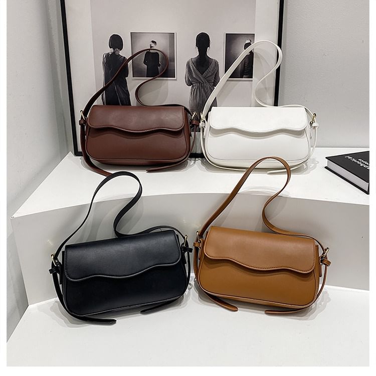 Faux Leather Flap Shoulder Bag