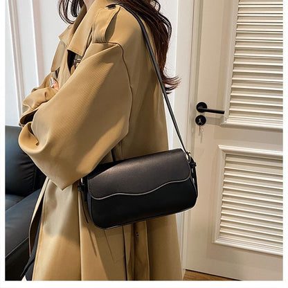 Faux Leather Flap Shoulder Bag