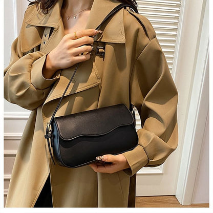 Faux Leather Flap Shoulder Bag