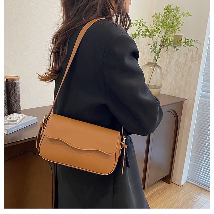 Faux Leather Flap Shoulder Bag