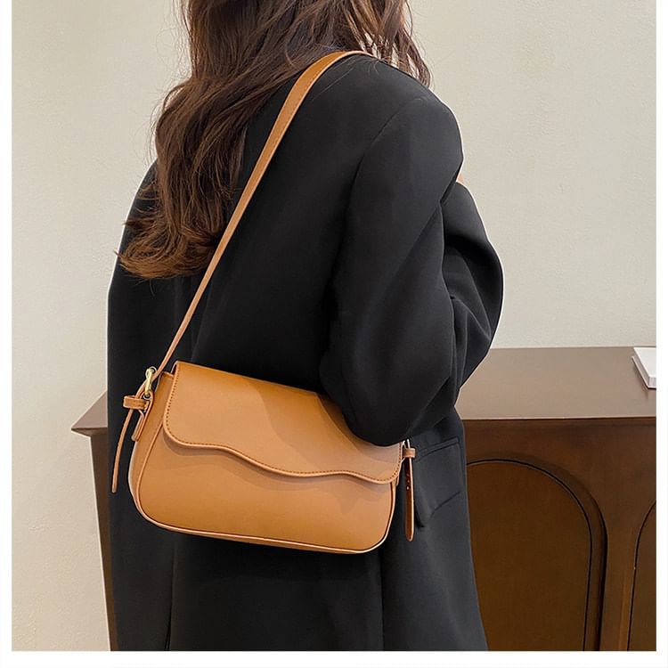 Faux Leather Flap Shoulder Bag
