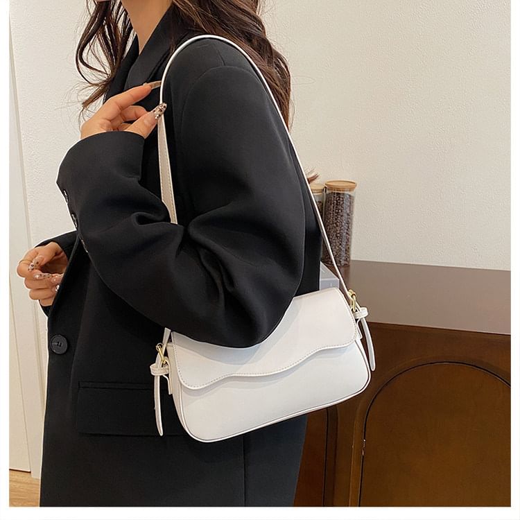 Faux Leather Flap Shoulder Bag