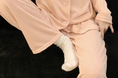 Long-Sleeve Lace Trim Top & Pants Pajama Set