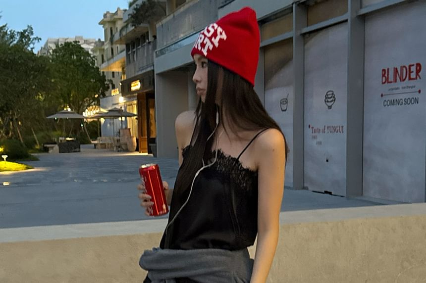 Lace Panel Slit Camisole Top