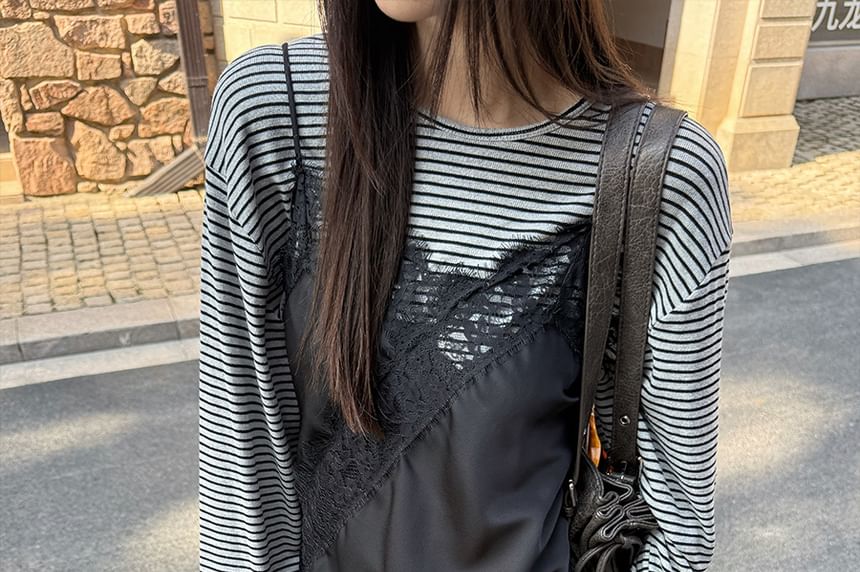 V-Neck Lace Panel Camisole Top