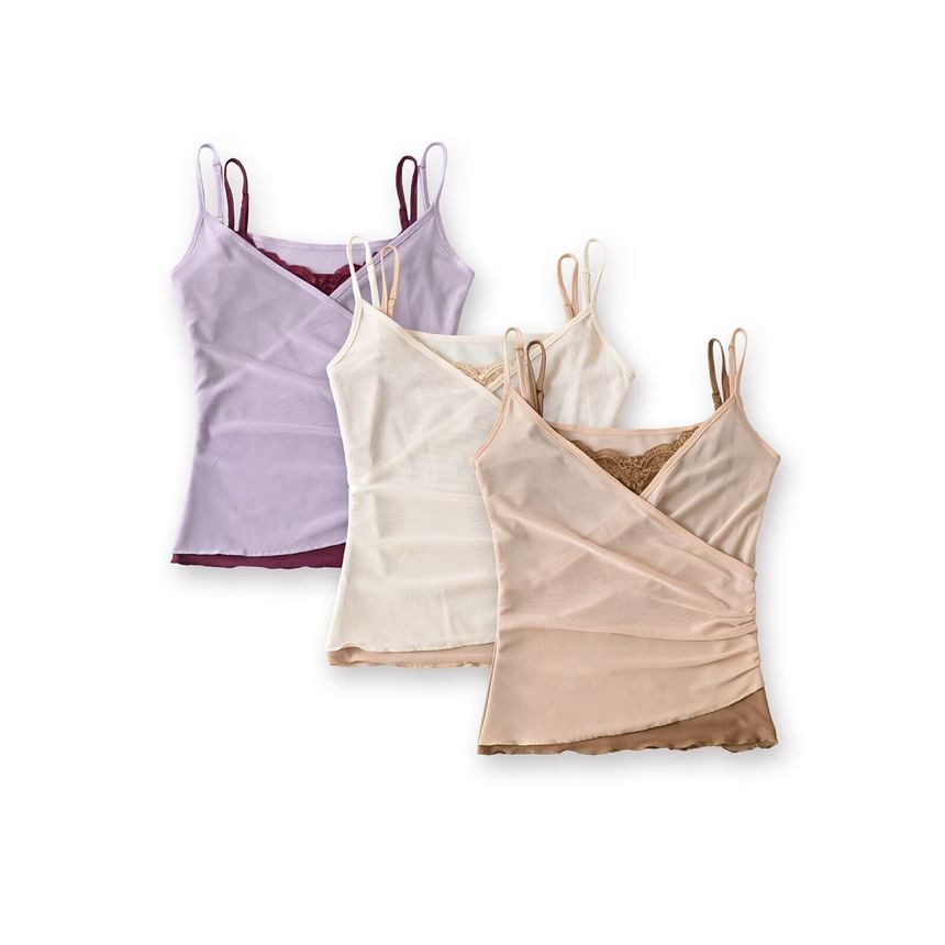 Mock Two Piece Lace Mesh Camisole & High Waist Tie-Up Maxi Skirt