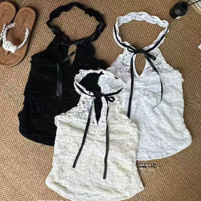 Halter Neck Plain Lace Camisole Top