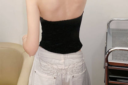 Halter Neck Plain Lace Camisole Top
