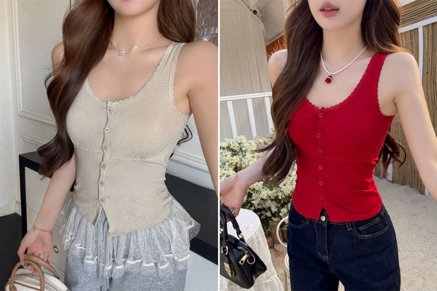 Strapless U-Neck Buttoned Minimalist Crop Shirt