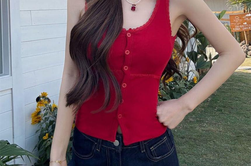 Strapless U-Neck Buttoned Minimalist Crop Shirt