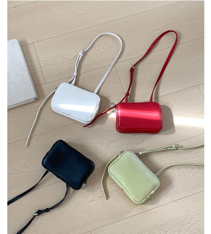 Plain Boxy Faux Leather Shoulder Bag