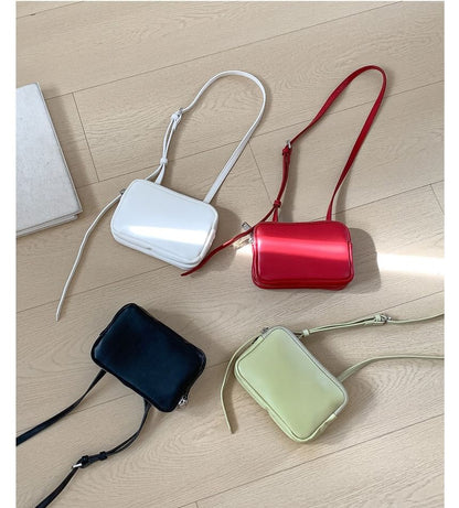 Plain Boxy Faux Leather Shoulder Bag