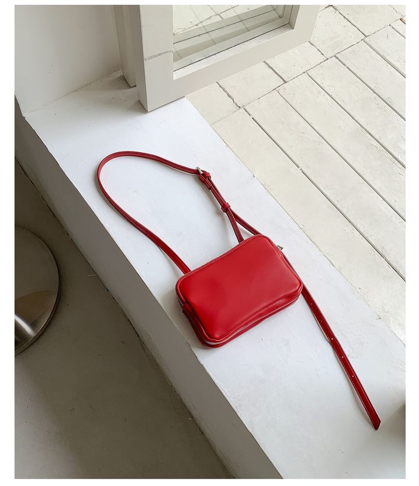 Plain Boxy Faux Leather Shoulder Bag